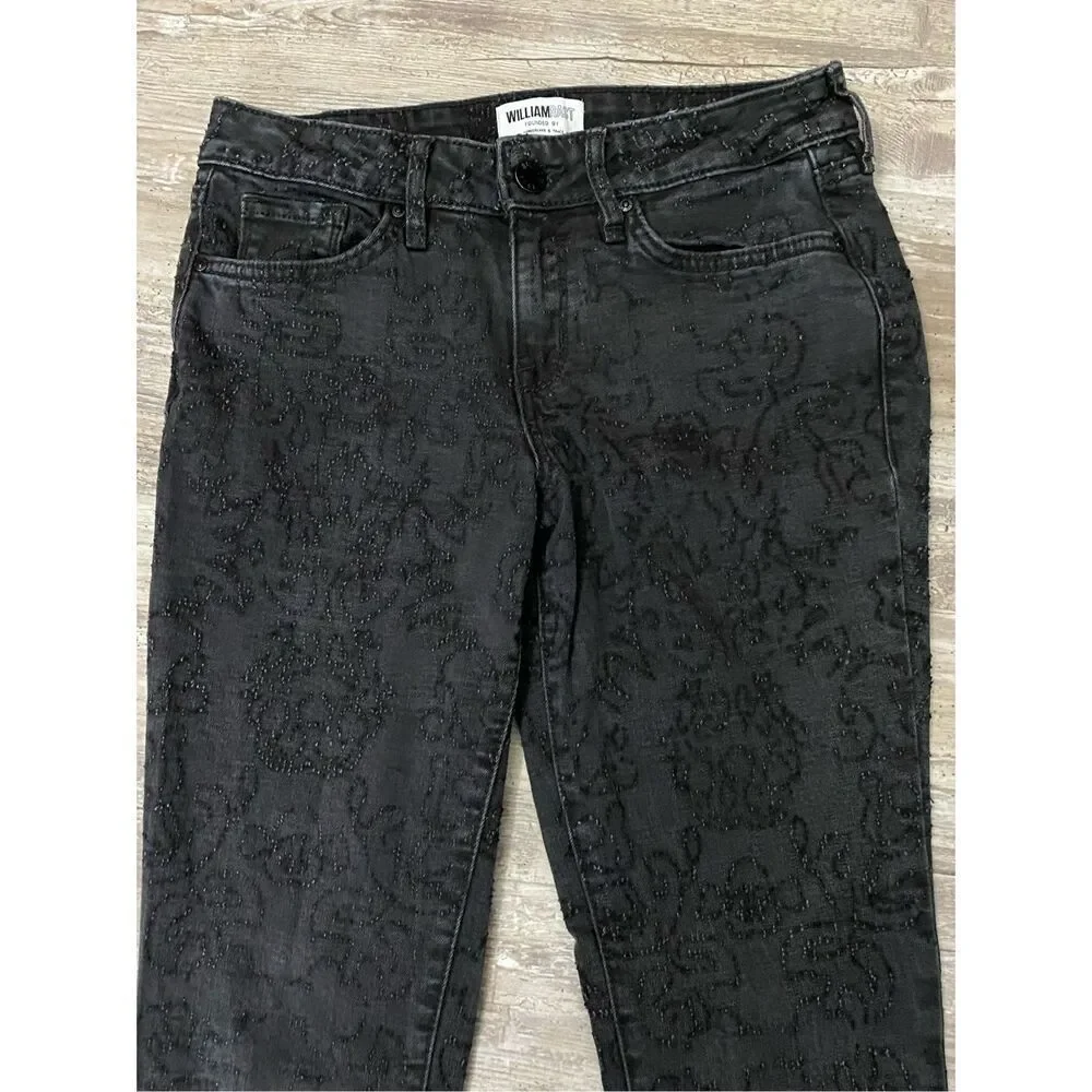 William Rast Stretch Perfect Skinny Jean Textured Black Sculpting Uplift Size 26